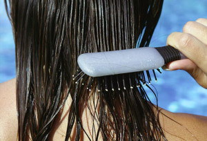 combing wet hair