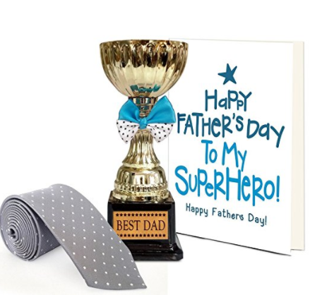 Buy TIED RIBBONS Gift for Father s Day Men s Neck Tie with Father s Day Special Greeting card and Golden Trophy Online at Low Prices in India Amazon.in