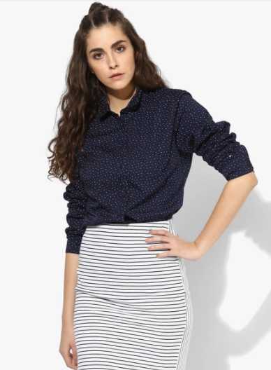 Buy Tommy Hilfiger Navy Blue Printed Shirt for Women Online India Best Prices Reviews TO348WA22AVCINDFAS